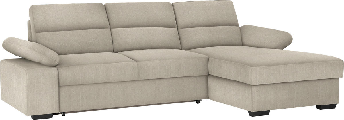 ECKSOFA in Webstoff Beige  - Dunkelbraun/Beige, Konventionell, Kunststoff/Textil (258/166cm) - Cantus