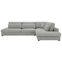 ECKSOFA in Cord, Plüsch Grau  - Schwarz/Grau, Design, Kunststoff/Textil (332/244cm) - Livetastic