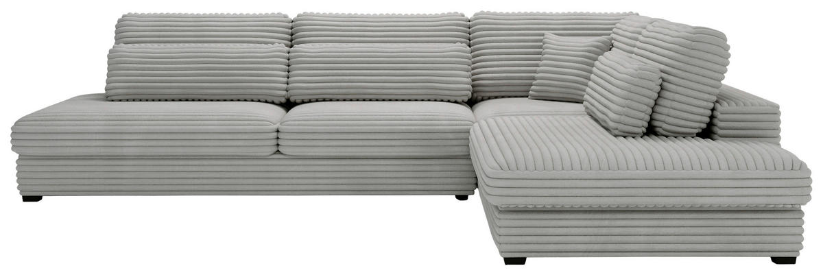 ECKSOFA in Cord, Plüsch Grau  - Schwarz/Grau, Design, Kunststoff/Textil (332/244cm) - Livetastic