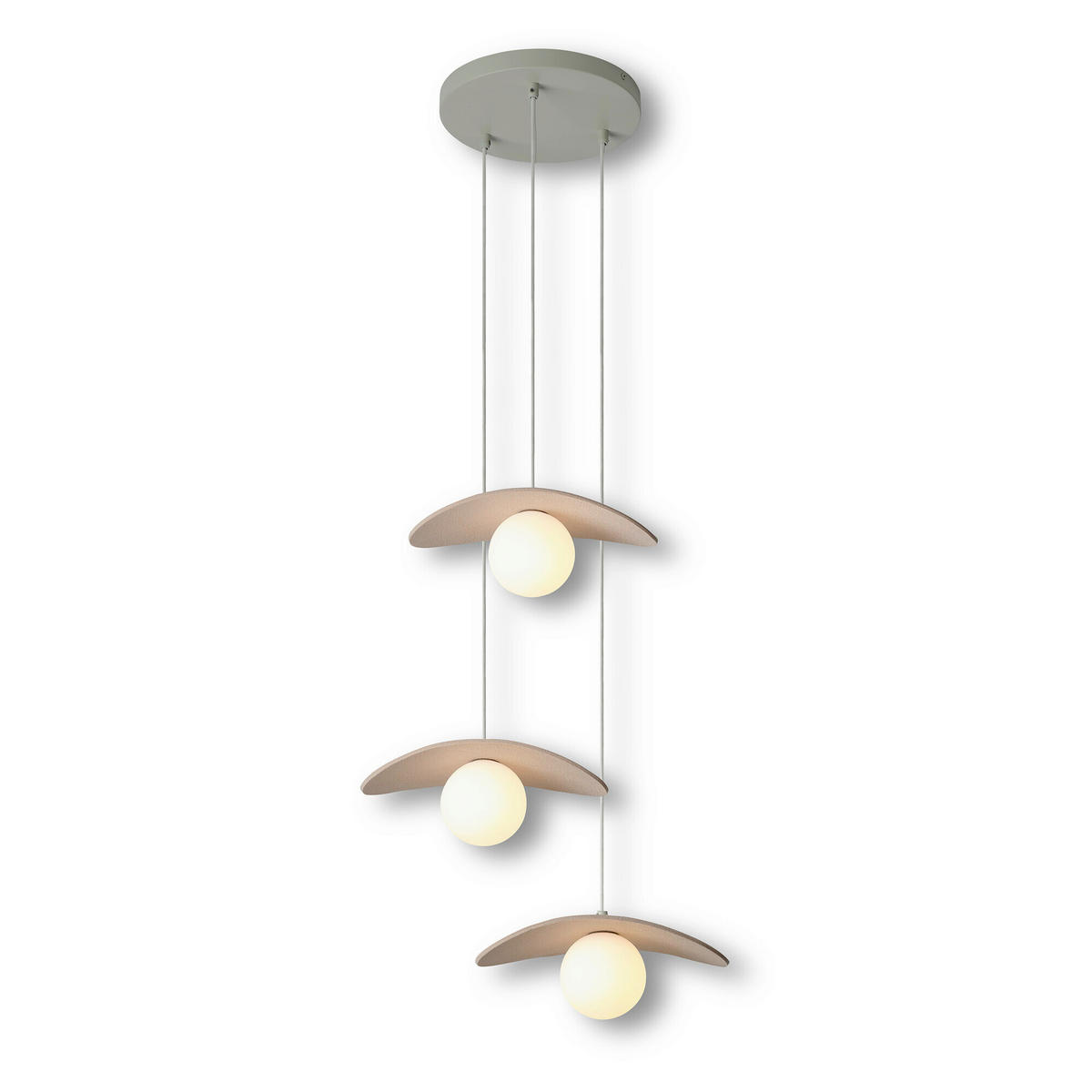 HÄNGELEUCHTE 34,5/33,7/150 cm  - Beige, Design, Glas/Textil (34,5/33,7/150cm) - Osram