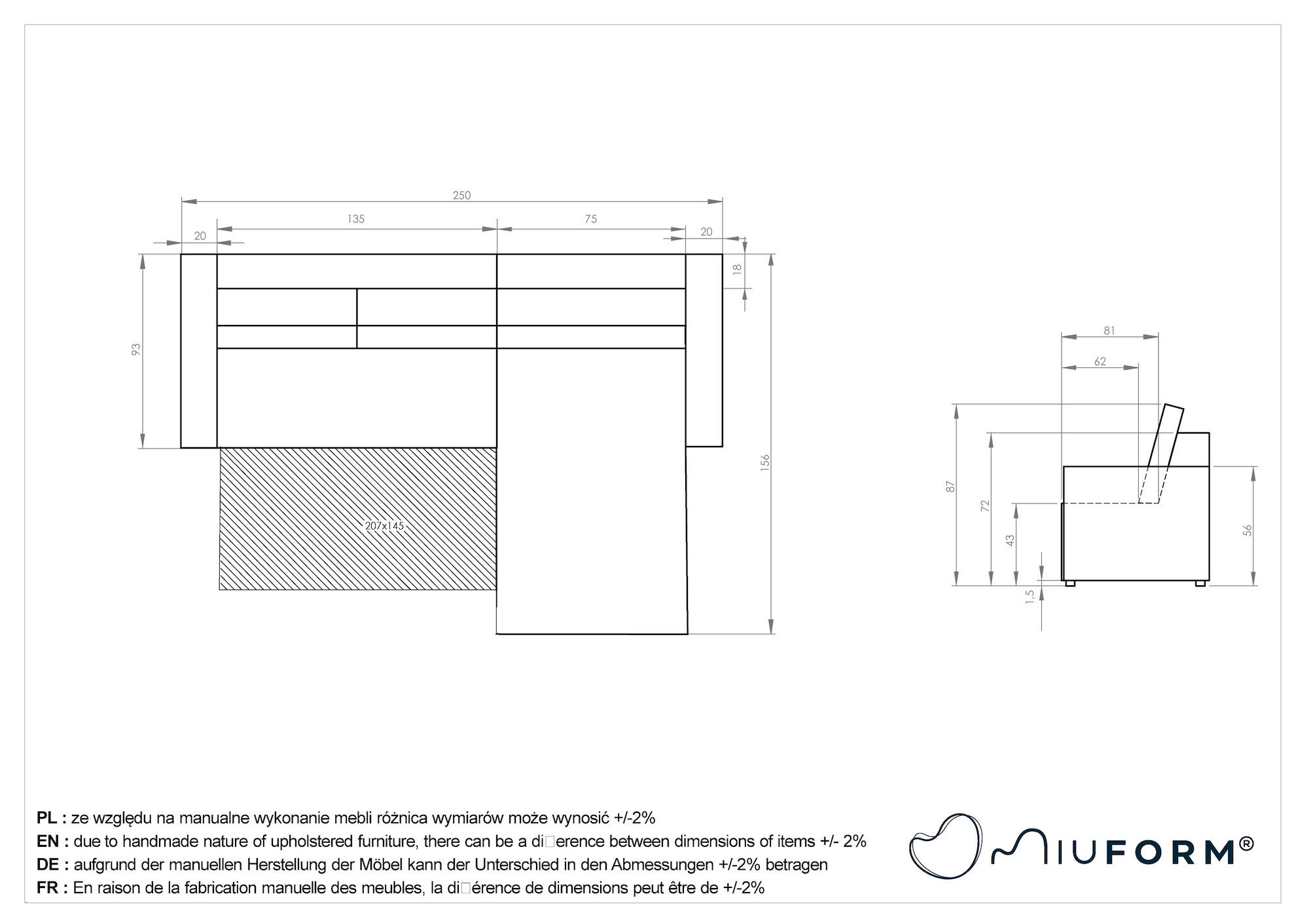 Thumbnail - Mid.you Ecksofa, Dunkelgrau, Textil, Struktur, 4-Sitzer, Füllung: Schaumstoffflocken, L-Form, 250x156 cm, Made in EU, Oe...