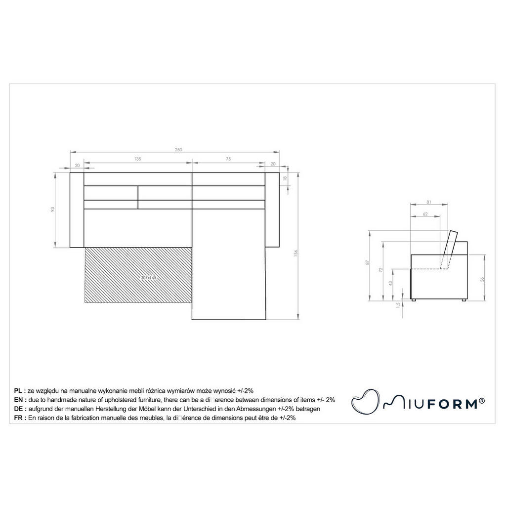 Thumbnail - Mid.you Ecksofa, Dunkelblau, Textil, Struktur, 4-Sitzer, Füllung: Schaumstoffflocken, L-Form, 250x156 cm, Made in EU, Oe...