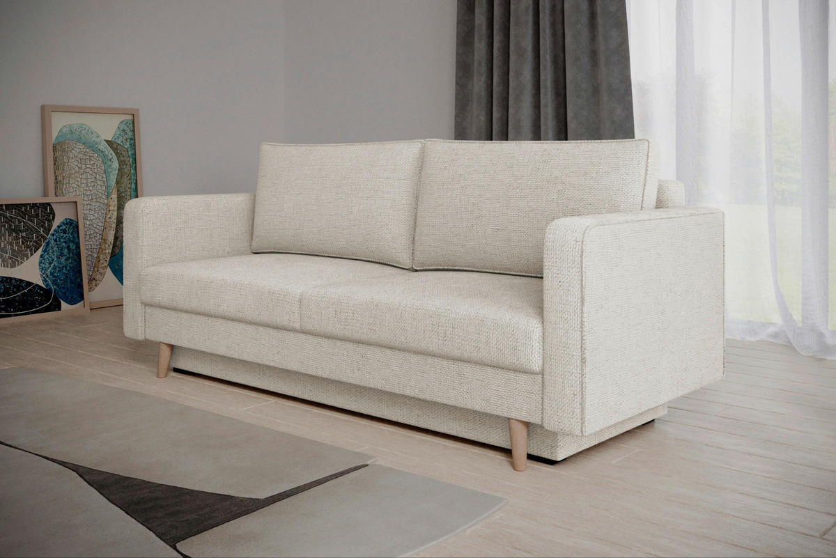 SCHLAFSOFA COCO in Creme  - Erlefarben/Creme, Design, Holzwerkstoff/Kunststoff (232/90/97cm) - MID.YOU