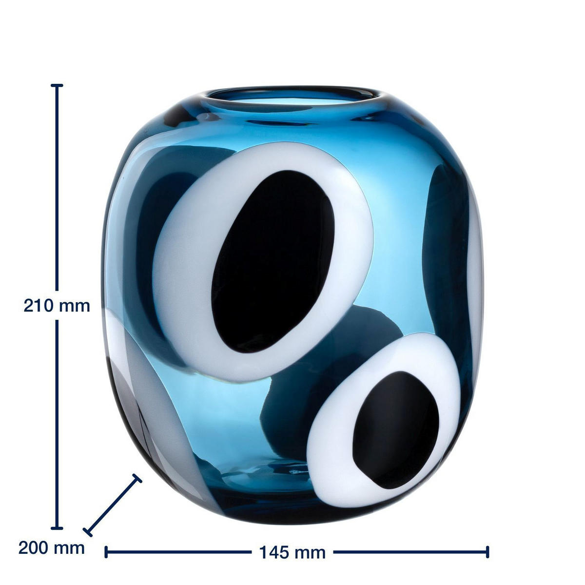 VAZA   20,00/21,00/14,50 cm   staklo  - bela/plava, Osnovno, staklo (20,00/21,00/14,50cm) - Leonardo
