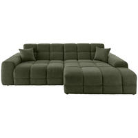 ECKSOFA Bouclé Dunkelgrün  - Dunkelgrün/Schwarz, Modern, Kunststoff/Textil (301/152cm) - Livetastic