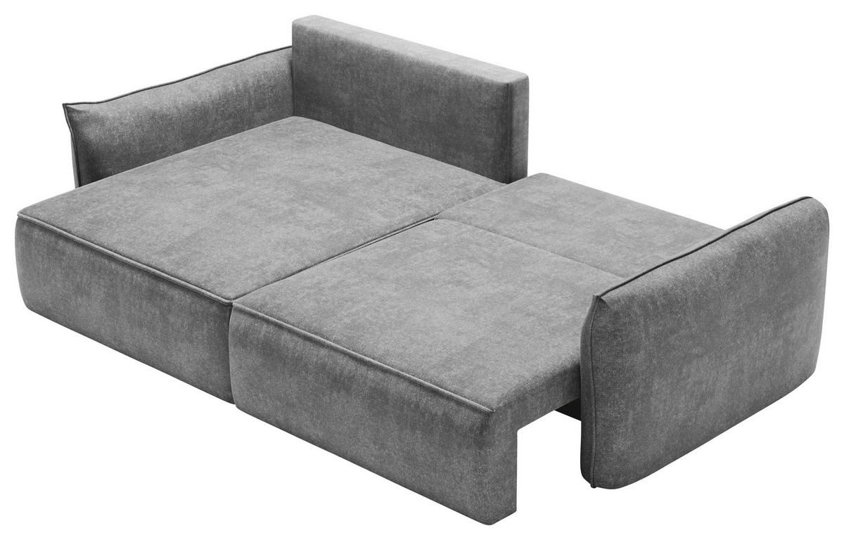 ECKSOFA Graphitfarben Struktur Rückenkissen, Bettkasten, Schlaffunktion, Rücken echt, Liegefläche im Originalstoff  - Schwarz/Graphitfarben, KONVENTIONELL, Kunststoff/Textil (148/266cm) - Milino