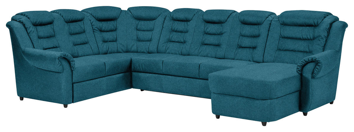 WOHNLANDSCHAFT in Chenille Blau  - Blau/Schwarz, Konventionell, Kunststoff/Textil (216/333/165cm) - Livetastic