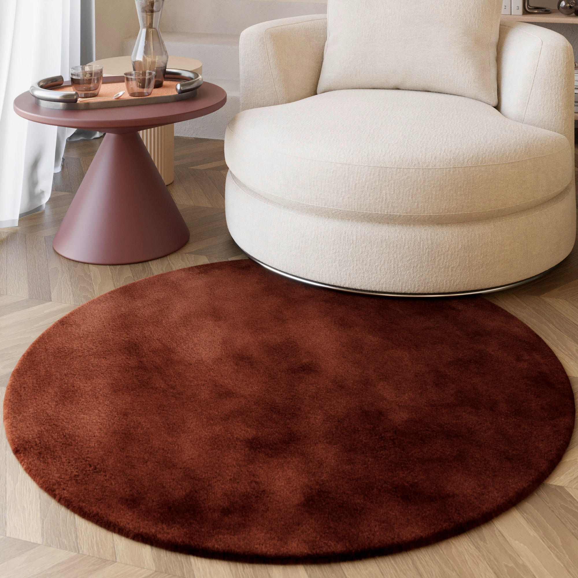 HOCHFLORTEPPICH 100 cm ESP-4377-11 Bordeaux  - Bordeaux, KONVENTIONELL, Textil (100cm) - Esprit