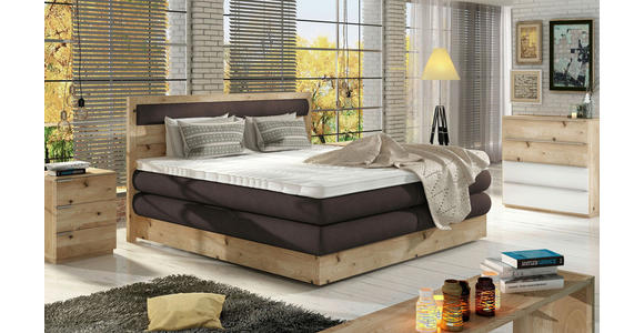 BOXSPRINGBETT 180/200 cm in Eichefarben, Dunkelbraun - Eichefarben/Dunkelbraun, KONVENTIONELL, Holz/Holzwerkstoff (180/200cm) - Valnatura