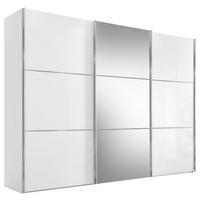 SCHWEBETÜRENSCHRANK 280/222/68 cm,  in Weiß, 3 Tür(en)  - Chromfarben/Weiß, KONVENTIONELL, Glas/Holzwerkstoff (280/222/68cm) - Moderano