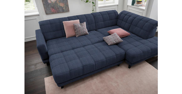 ECKSOFA in Webstoff Dunkelblau  - Schwarz/Dunkelblau, Design, Holz/Textil (302/216cm) - Xora