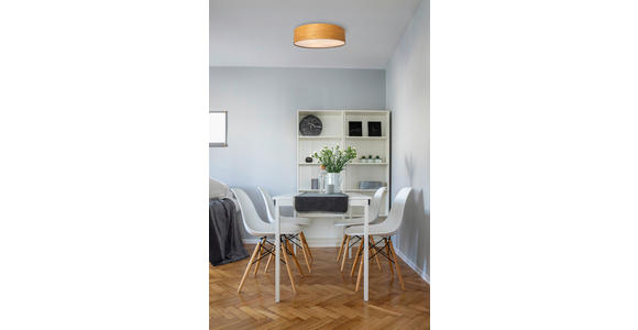 DECKENLEUCHTE  38/13 cm    - Eichefarben/Weiß, KONVENTIONELL, Holz/Kunststoff (38/13cm) - Novel