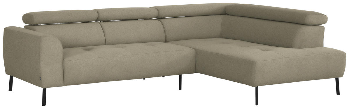 ECKSOFA in Chenille Beige  280/205 cm  - Beige/Schwarz, Design, Textil/Metall (280/205cm) - Xora