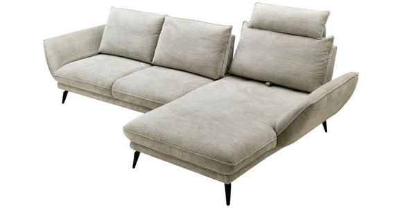 ECKSOFA Beige Mikrofaser  - Beige/Schwarz, Design, Textil/Metall (325/85/109-170cm) - Novel