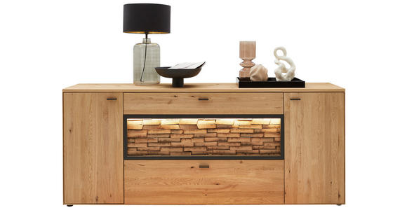 SIDEBOARD Wildeiche 211,9/89,5/45,2 cm - Wildeiche/Graphitfarben, Natur, Holz/Metall (211,9/89,5/45,2cm) - Valnatura