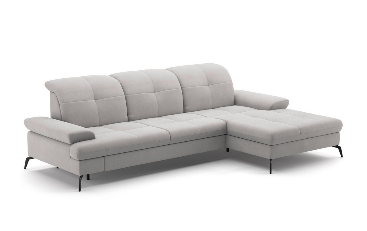 CANAPÉ D'ANGLE in Flachgewebe Silberfarben  - Silberfarben/Schwarz, Konventionell, Textil/Metall (279/185cm) - Sit & More