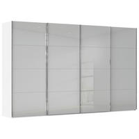 SCHWEBETÜRENSCHRANK 361/223/68 cm,  in Weiß, Seidengrau, 4 Tür(en)  - Chromfarben/Seidengrau, Design, Glas/Holzwerkstoff (361/223/68cm) - Novel