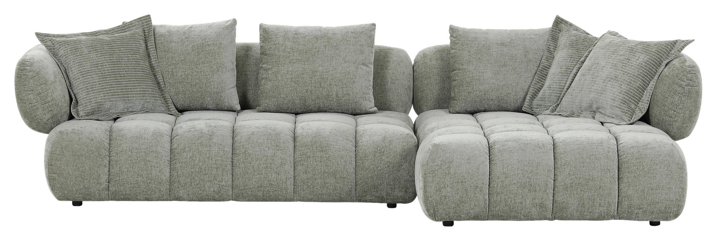 ECKSOFA Olivgrün Flachgewebe  - Schwarz/Olivgrün, KONVENTIONELL, Kunststoff/Textil (318/156cm) - Carryhome