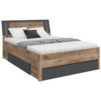 STAURAUMBETT 140/200 cm  in Graphitfarben, Eiche dunkel  - Eiche dunkel/Eichefarben, KONVENTIONELL, Holzwerkstoff (140/200cm)