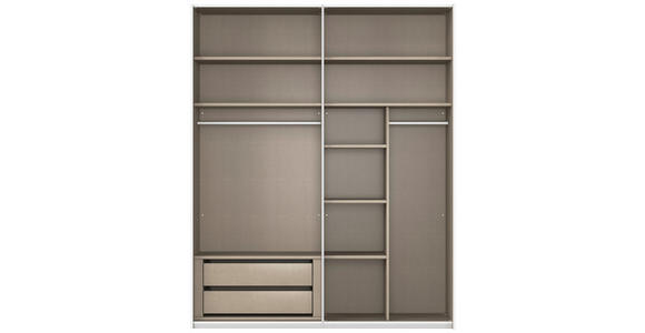 SCHWEBETÜRENSCHRANK 181/223/68 cm 2-türig Weiß, Champagner - Champagner/Alufarben, KONVENTIONELL, Glas/Holzwerkstoff (181/223/68cm) - Novel
