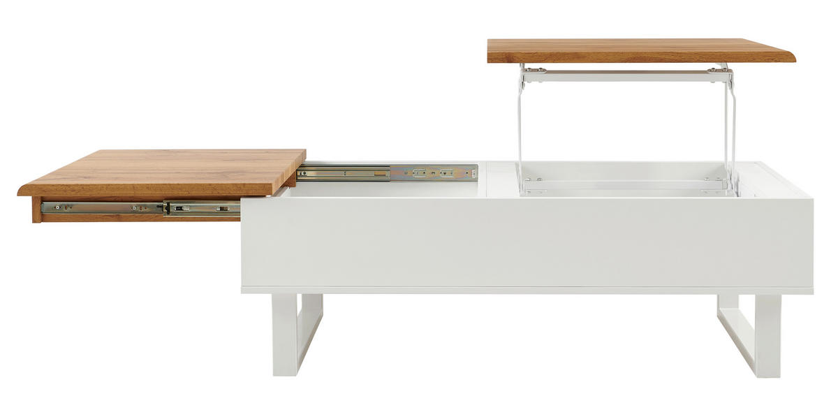 DOHÁNYZÓASZTAL fém, faalapú anyag 120/60/40-65 cm   - tölgyfa/fehér, Design, faalapú anyag/fém (120/60/40-65cm) - Livetastic