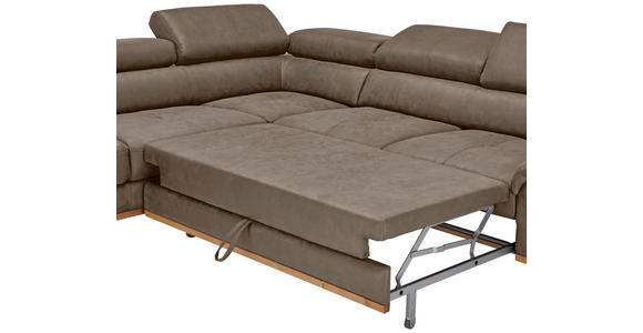 ECKSOFA inkl.Funktionen Braun Lederlook - Schwarz/Braun, Natur, Holz/Textil (226/282cm) - Novel