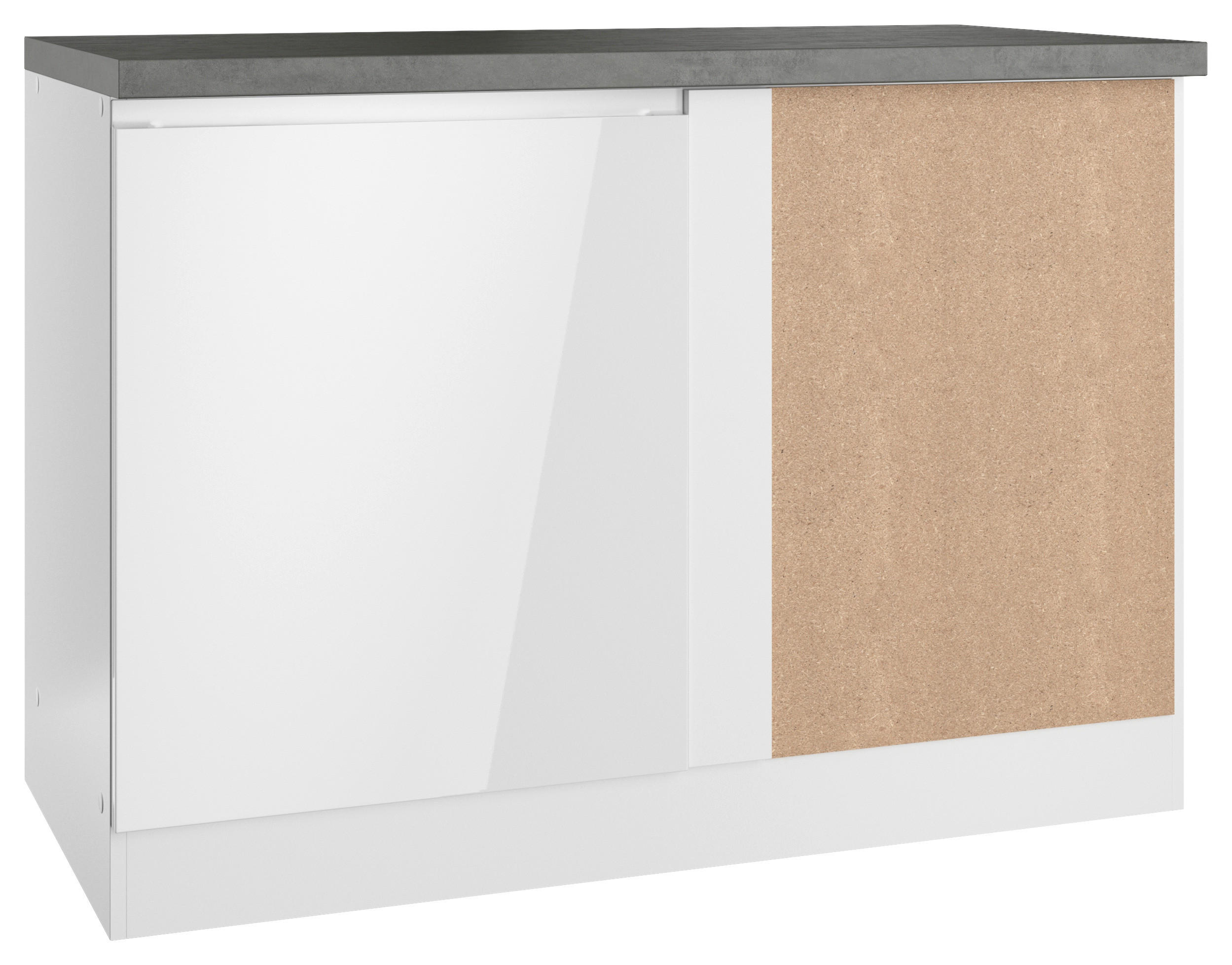 HÖRNBÄNKSKÅP 120/86/60 cm i grå, vit, vit högglans 86/120/60 cm