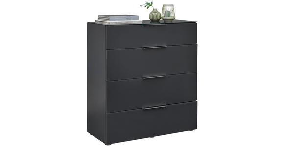 KOMMODE in 90/101/40,5 cm - Anthrazit/Alufarben, Design, Glas/Holzwerkstoff (90/101/40,5cm) - Voleo
