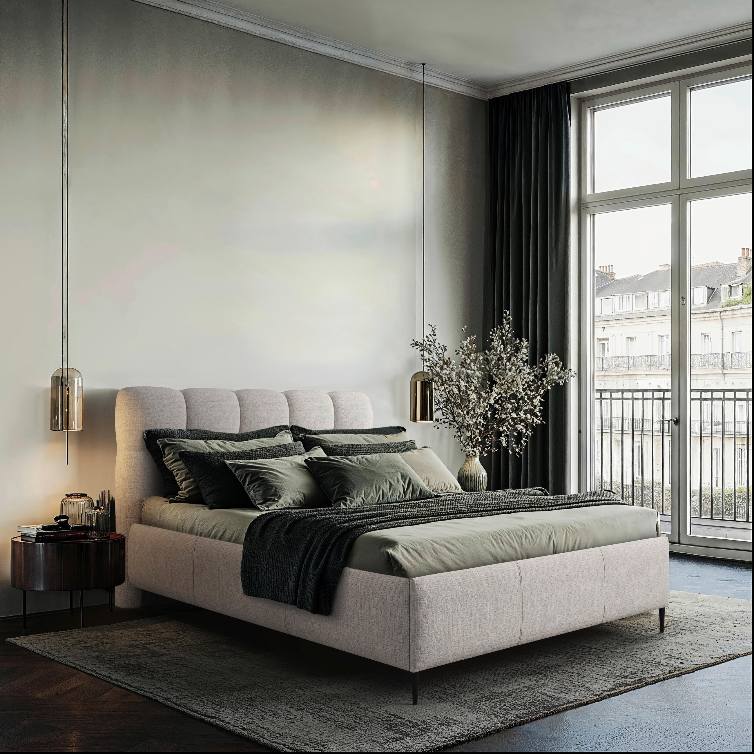 POLSTERBETT gepolstertes Kopfteil, Lattenrost 200/200 cm  in Beige  - Beige/Schwarz, Design, Holz/Textil (200/200cm) - Boxxx
