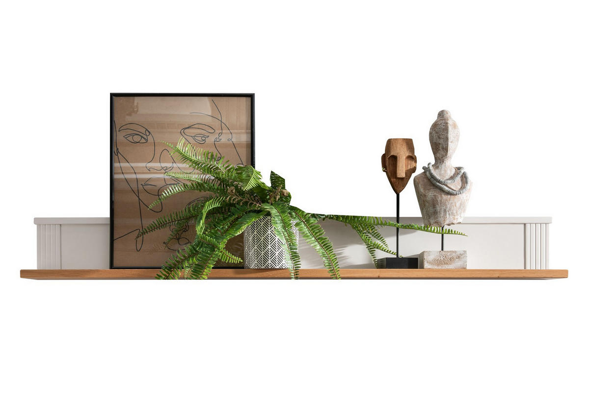 WANDBOARD Kiefer massiv Weiß  - Weiß, Design, Holz (148/18/16cm) - Livetastic