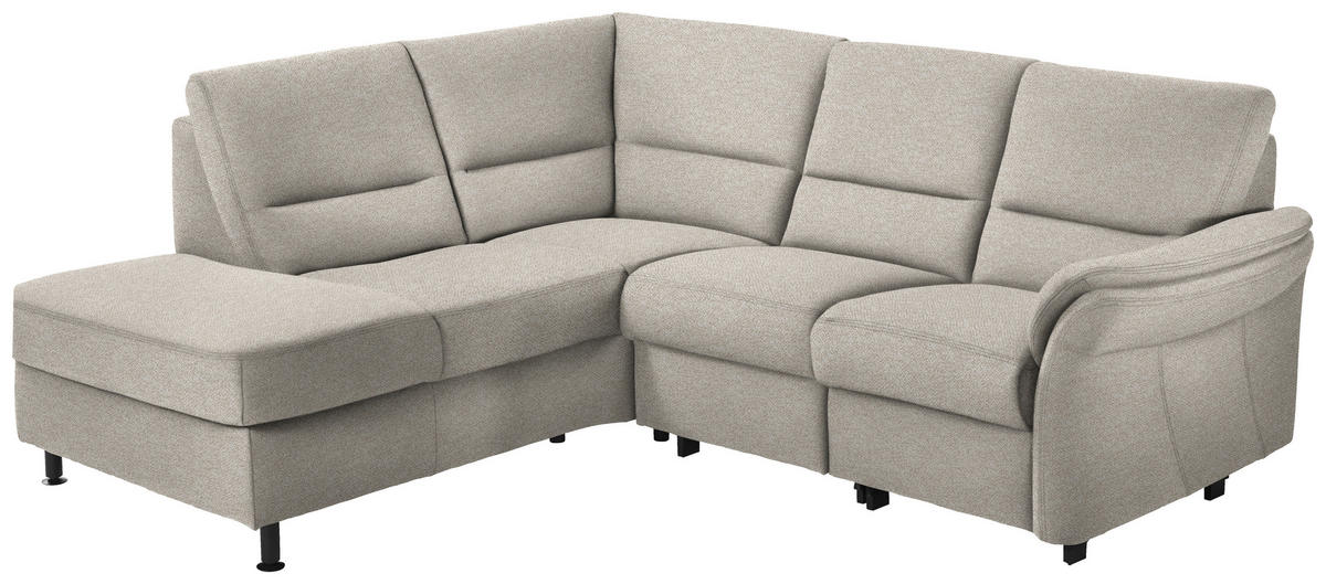 ECKSOFA in Flachgewebe Beige  - Beige/Schwarz, Modern, Textil/Metall (203/227cm) - Beldomo System