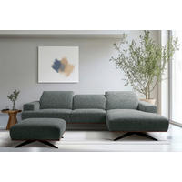 ECKSOFA PORTLAND Anthrazit Struktur Kopfteilverstellung  - Dunkelbraun/Anthrazit, Design, Holz/Textil (295/187cm) - Livetastic
