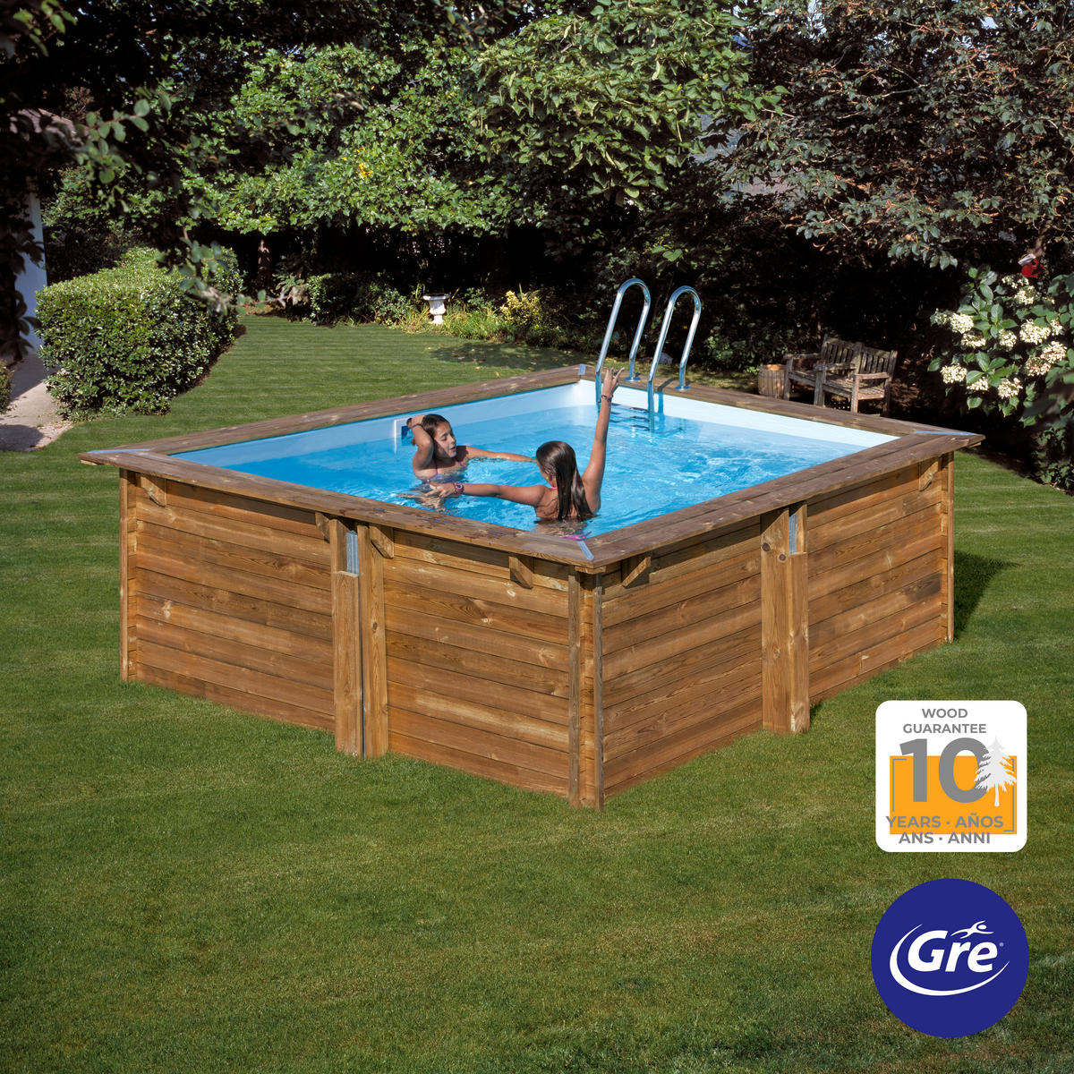 POOL-SET 2024 305/305/119 cm  - Kieferfarben, KONVENTIONELL, Holz (305/305/119cm) - Gre