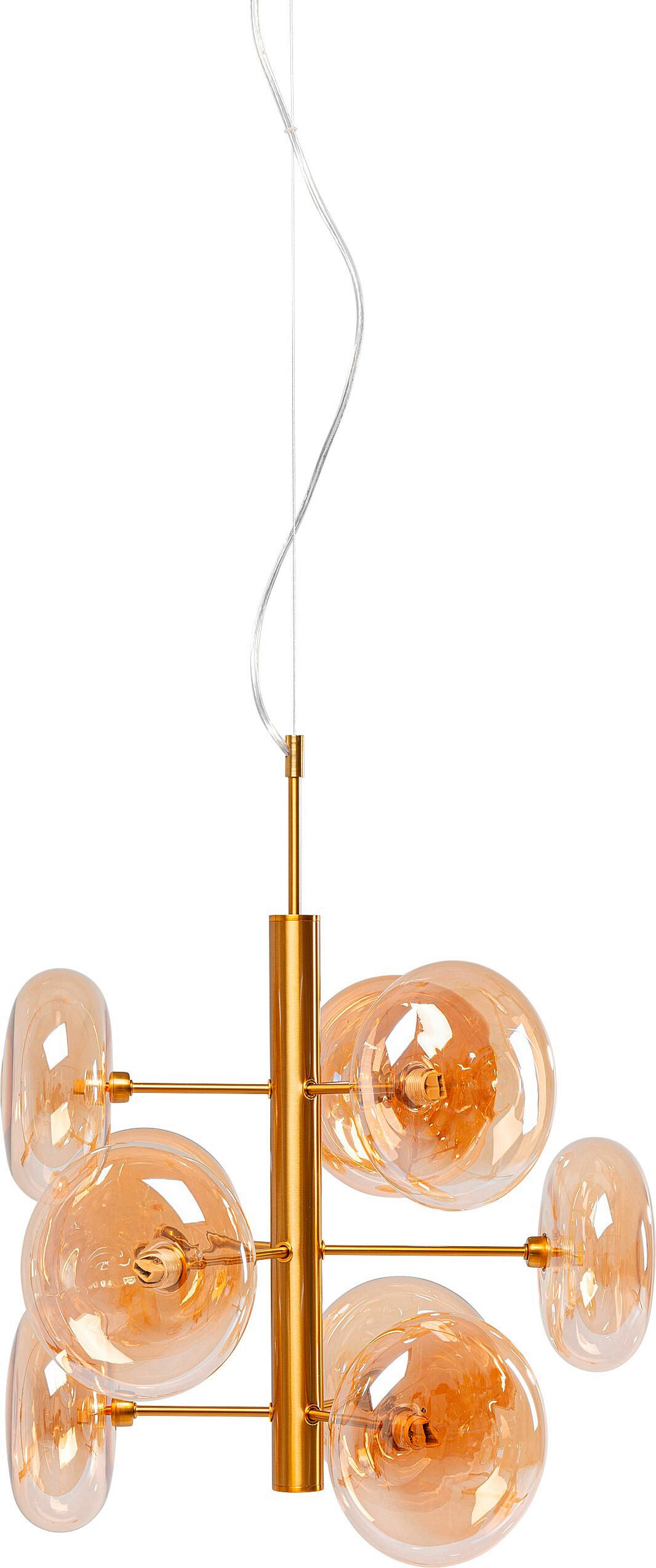 HÄNGELEUCHTE Headlight 53/155/53 cm - Goldfarben/Schwarz, MODERN, Glas/Metall (53/155/53cm) - Kare-Design