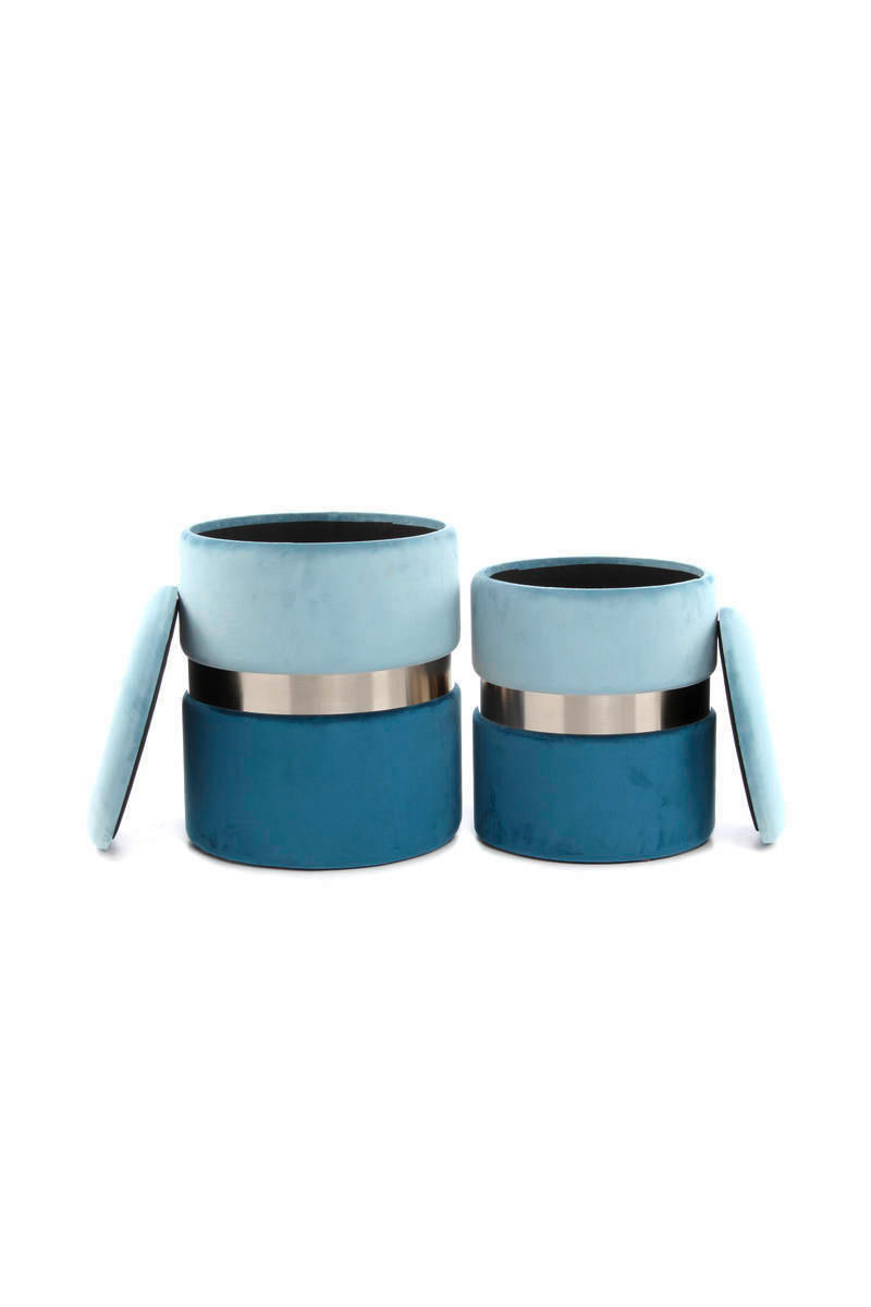 HOCKERSET Blau, Hellblau  - Blau/Hellblau, Basics, Kunststoff/Textil (31,5/36/38/44cm) - Kayoom