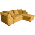 ECKSOFA in Cord Senfgelb  - Senfgelb/Schwarz, KONVENTIONELL, Textil/Metall (258/168cm) - Carryhome