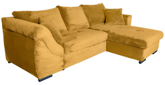 ECKSOFA in Cord Senfgelb  - Senfgelb/Schwarz, KONVENTIONELL, Textil/Metall (258/168cm) - Carryhome