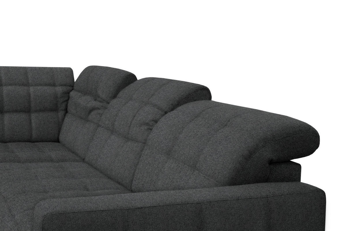 ECKSOFA in Webstoff Dunkelgrau  - Dunkelgrau/Schwarz, Design, Holz/Textil (297/216cm) - Xora