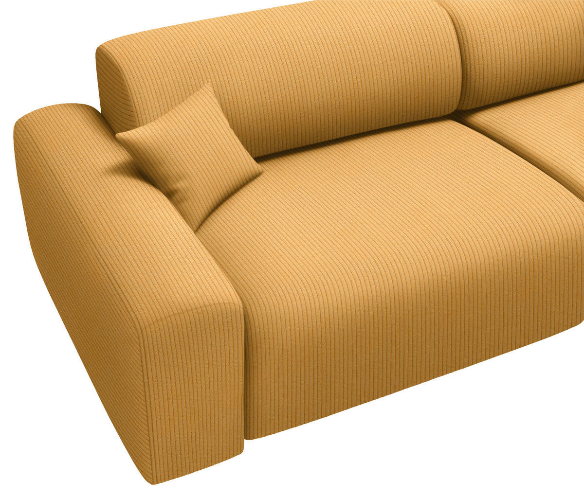 ECKSOFA in Velours, Feincord Gelb  - Gelb/Schwarz, Design, Kunststoff/Textil (292/178cm) - Livetastic