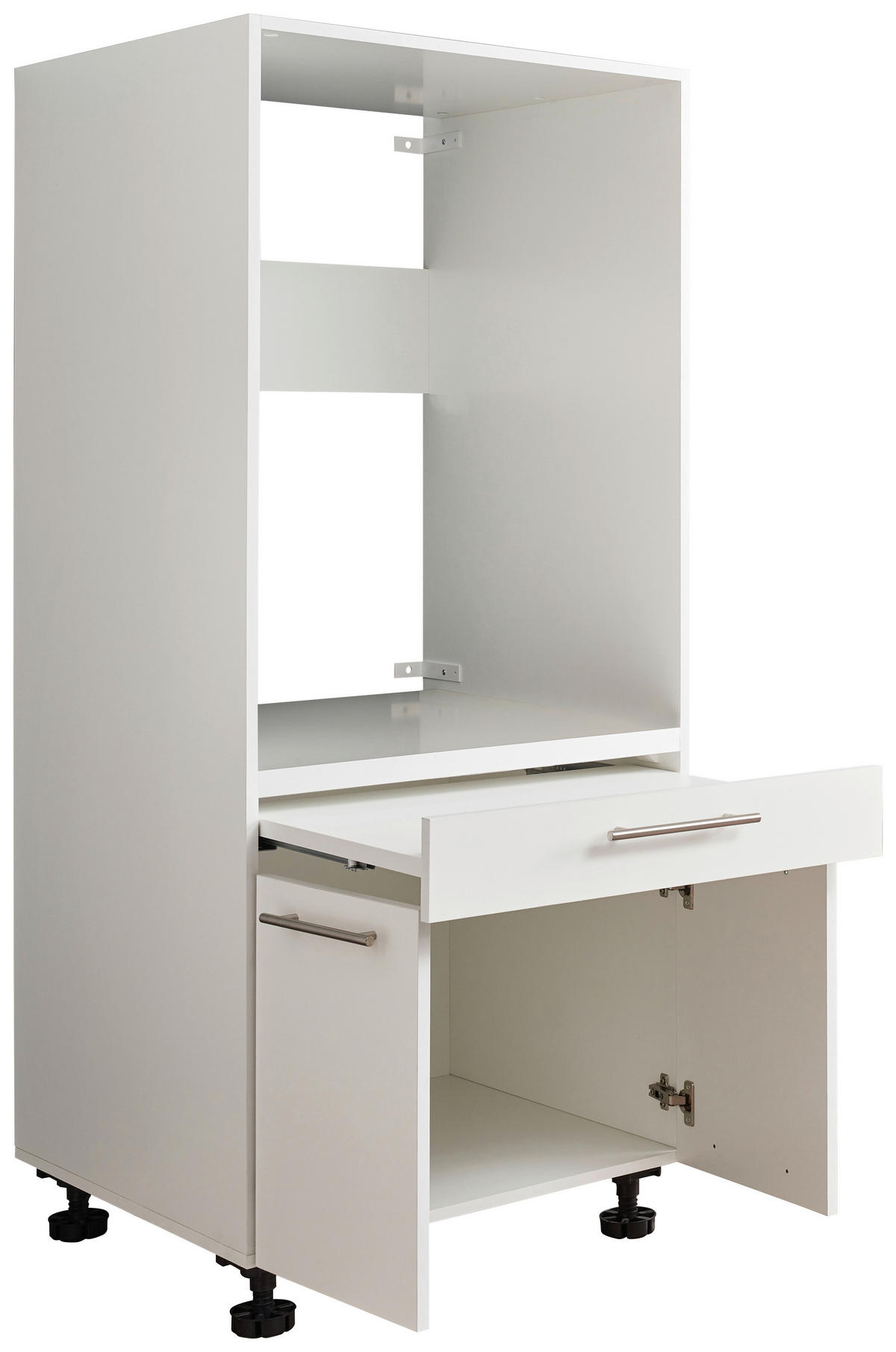 WASCHMASCHINENSCHRANK 67,5/162/67,5 cm  in Weiß  - Silberfarben/Schwarz, Design, Holzwerkstoff/Kunststoff (67,5/162/67,5cm)