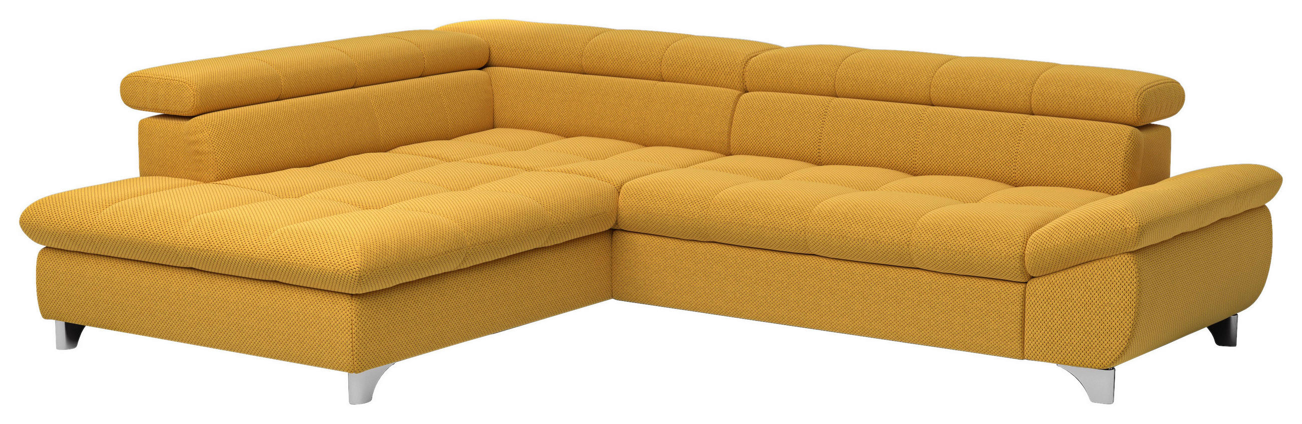 SAROKGARNITÚRA textil mustársárga  - krómszínű/mustársárga, Basics, textil/fém (234/78-97/312cm) - Welnova