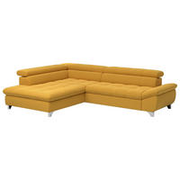 SAROKGARNITÚRA textil mustársárga  - krómszínű/mustársárga, Basics, textil/fém (234/78-97/312cm) - Welnova