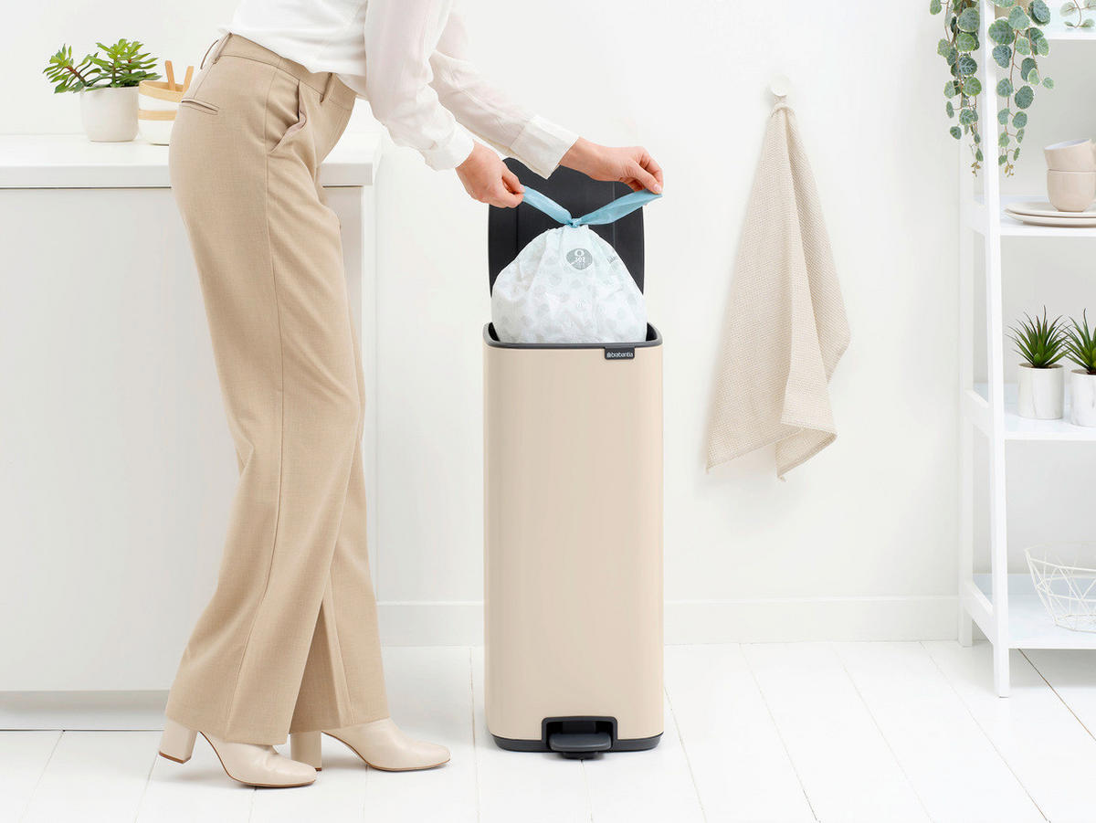 KOŠ S NOŽNOM PAPUČICOM  30 l  New Icon  - bež/antracit, Design, metal/plastika (28,8/64,7/35,8cm) - Brabantia
