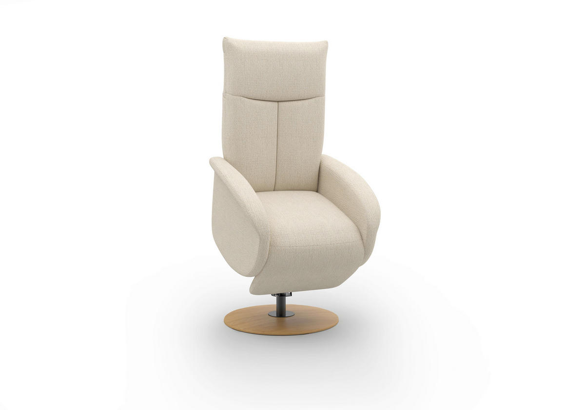 RELAXSESSEL GLENDALE E Chenille Kopfteilverstellung, Rücken echt    - Sandfarben/Eichefarben, KONVENTIONELL, Holzwerkstoff/Textil (75/112/82cm) - Sit & More