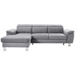 ECKSOFA in Webstoff Hellgrau  167/250 cm  - Silberfarben/Hellgrau, Design, Textil/Metall (167/250cm) - Xora