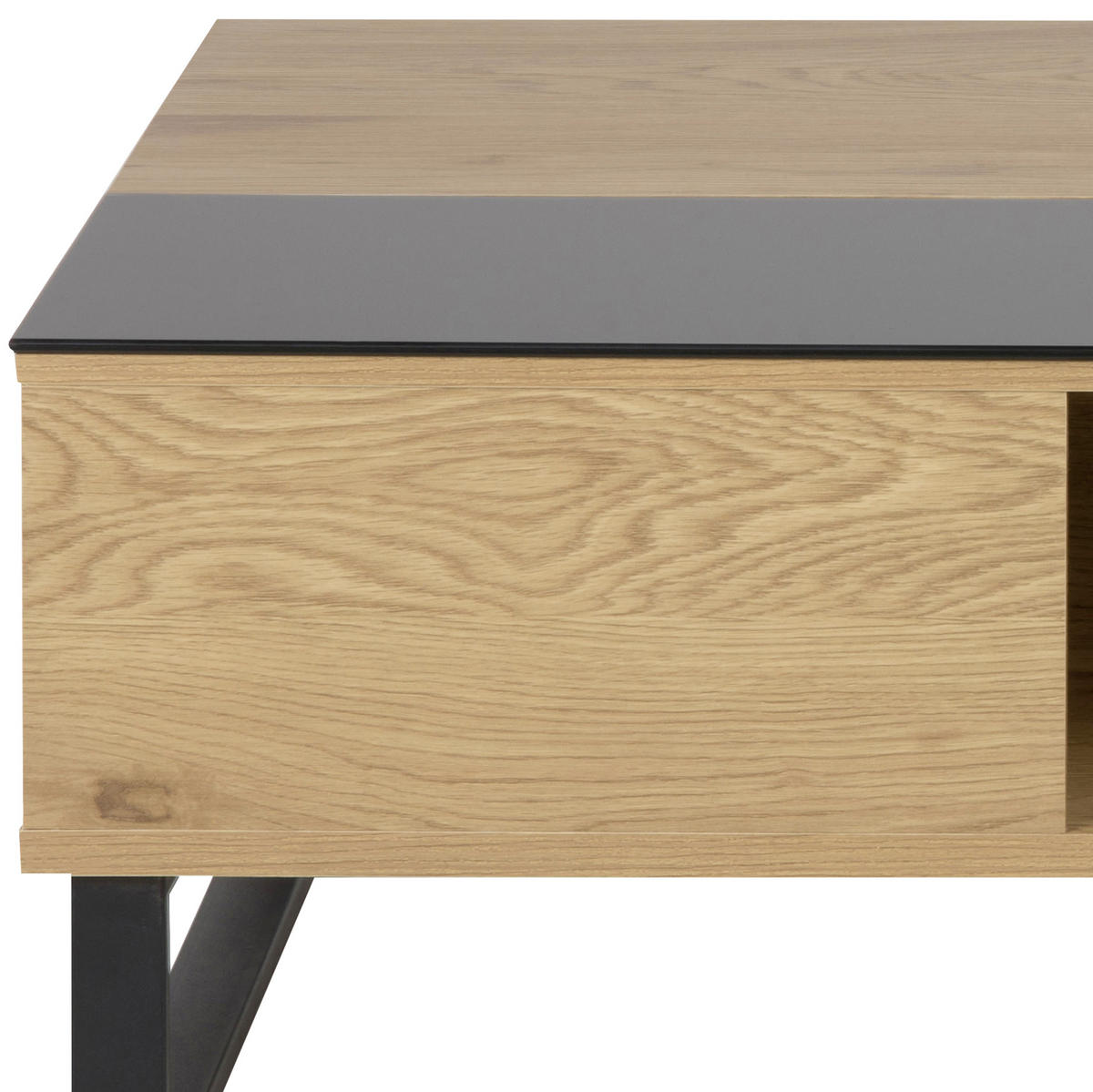 DOHÁNYZÓASZTAL fém, Üveg, faalapú anyag 110/60/35 cm   - fekete/tölgyfa, Design, faalapú anyag/Üveg (110/60/35cm) - Livetastic