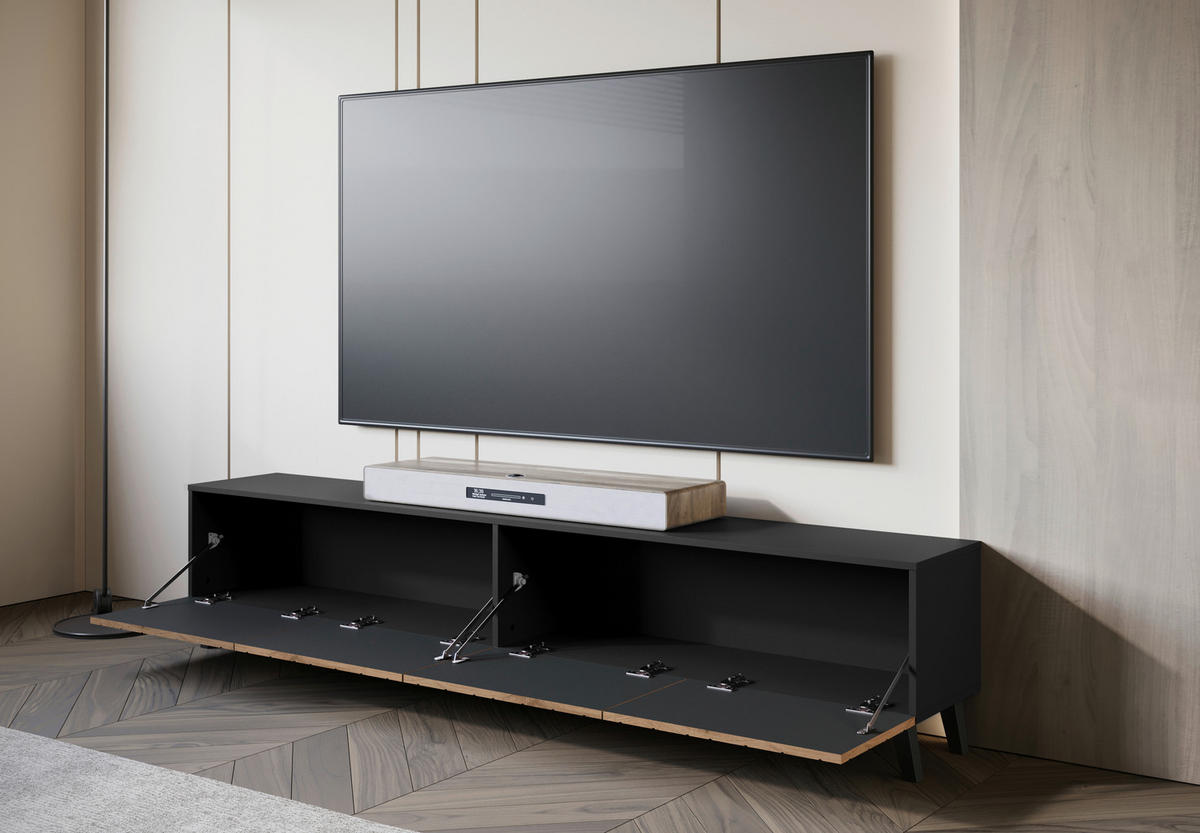 LOWBOARD  in 190/40/32 cm  - Eiche Wotan/Schwarz, Trend, Holzwerkstoff/Kunststoff (190/40/32cm) - Livetastic