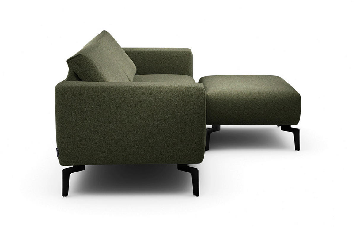 2,5-Sitzer inkl. Hocker Chenille Waldgrün  - Waldgrün/Schwarz, Design, Textil/Metall (220/86/86-94cm) - SENSOO
