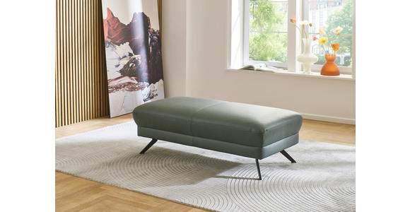 ECKSOFA Dieter Knoll Opal Echtleder  - Opal/Schwarz, Design, Leder/Metall (332/193cm) - Dieter Knoll