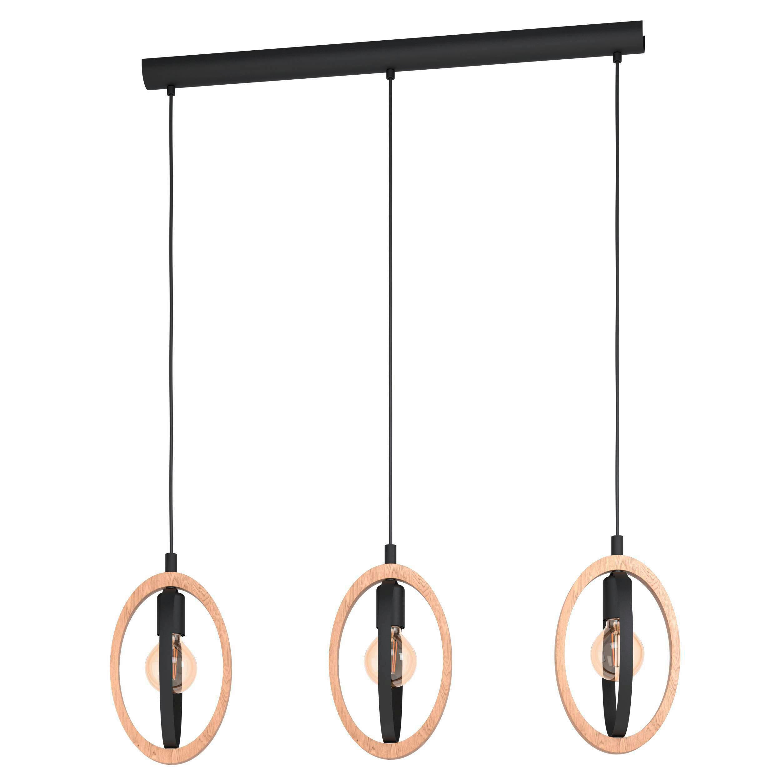 HÄNGLAMPA 110 cm  - svart/naturfärgad, Basics, metall/trä (110cm) - Eglo